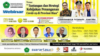 Webinar Covid-19 Hadirkan Gubernur Riau, Gugus Tugas Nasional dan Kemenko Ekonomi
